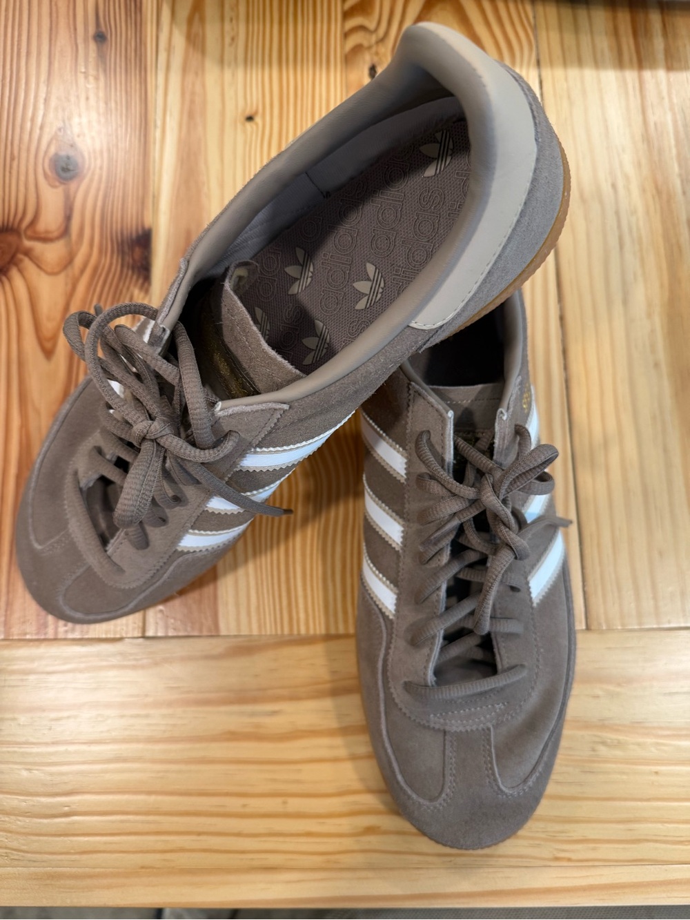 Adidas Men’s Handball Spezial Brown Suede Sneakers with White Stripes